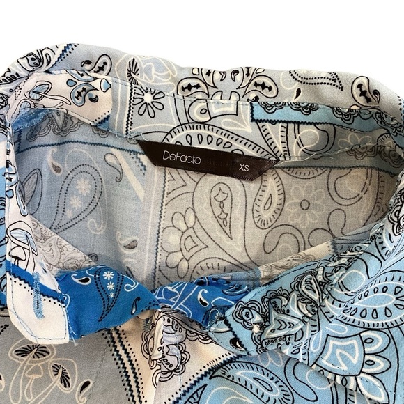 DeFacto Viscose Bandana Mushroom Print Lightweight Button Down Blouse, XSmall - Picture 2 of 12